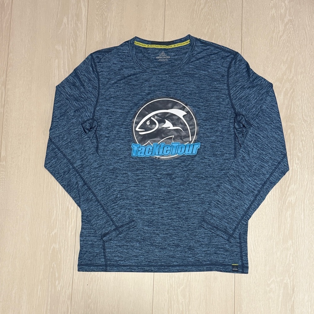 âš Prana Heathered Blue Tackle Tour Long Sleeve Tee